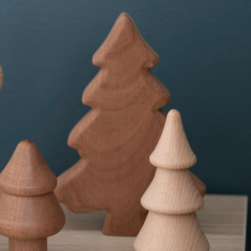 Winteria koristekuusi puinen 18 cm ruskea